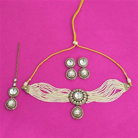 Antique Choker Necklace With Mehndi Plating