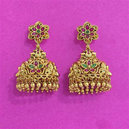 Antique Jhumki With Matte Gold Plating