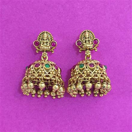 Antique Temple Earring With Matte Gold Plating