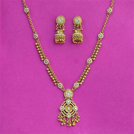 Antique Classic Pendant Set With Matte Gold Plating