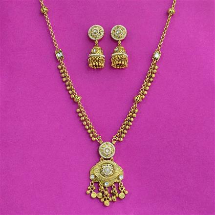 Antique Classic Pendant Set With Matte Gold Plating