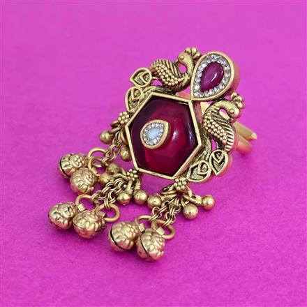 Antique Adjustable Ring With Matte Gold Plating
