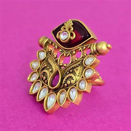 Antique Adjustable Ring With Matte Gold Plating