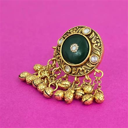 Antique Adjustable Ring With Matte Gold Plating