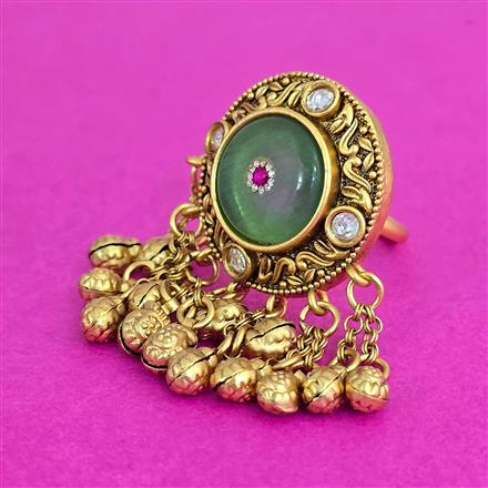 Antique Adjustable Ring With Matte Gold Plating