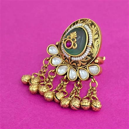 Antique Adjustable Ring With Matte Gold Plating