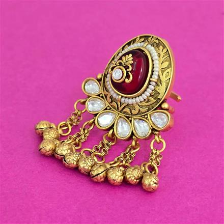 Antique Adjustable Ring With Matte Gold Plating