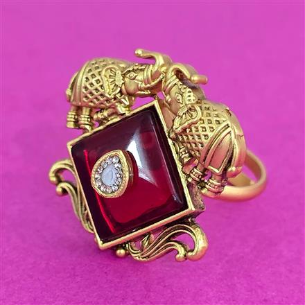 Antique Adjustable Ring With Matte Gold Plating