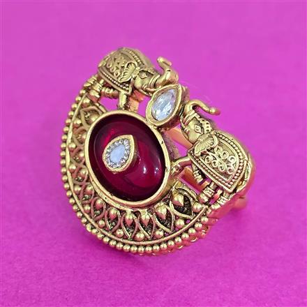 Antique Adjustable Ring With Matte Gold Plating