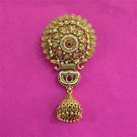 Antique Classic Hair Brooch With Matte Gold Plating