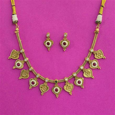 Antique Classic Necklace With Matte Gold Plating