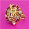 Antique Adjustable Ring With Matte Gold Plating