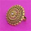 Antique Adjustable Ring With Matte Gold Plating