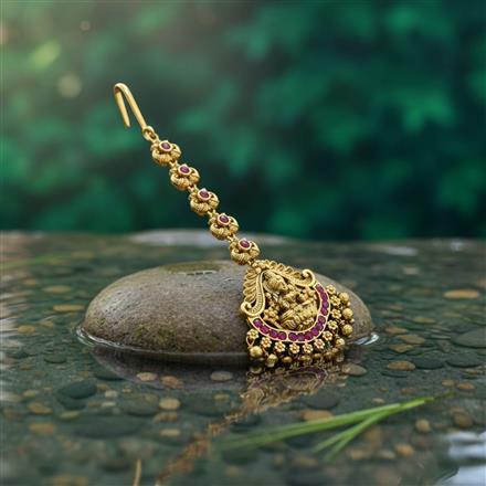 Antique Temple Tikka With Matte Gold Plating