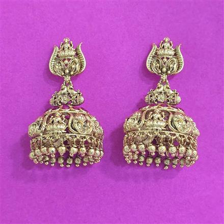 Antique Temple Earring With Matte Gold Plating