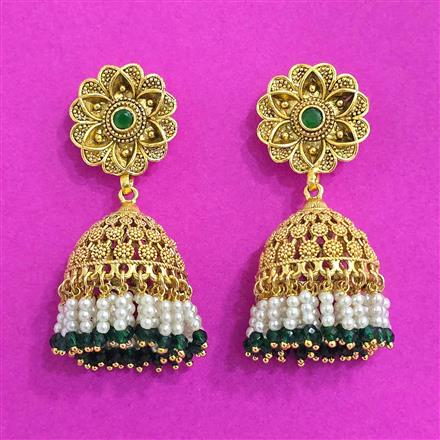 Antique Jhumki With Matte Gold Plating