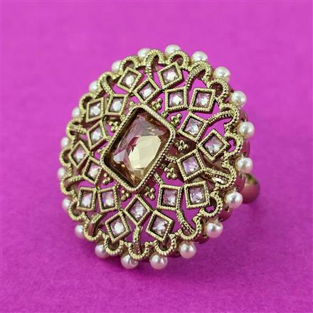 Antique Adjustable Ring With Mehndi Plating