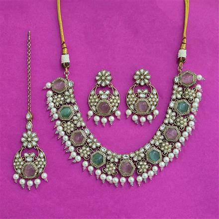 Antique Classic Necklace With Mehndi Plating