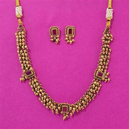 Antique Classic Necklace Set With Matte Gold Plating
