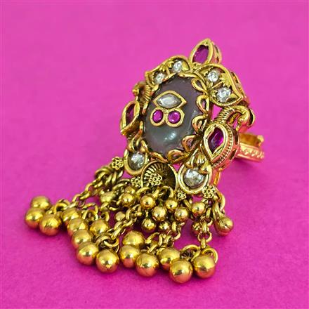 Antique Adjustable Ring With Matte Gold Plating