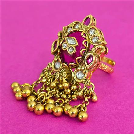 Antique Adjustable Ring With Matte Gold Plating