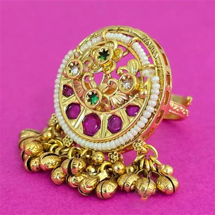 Antique Adjustable Ring With Matte Gold Plating