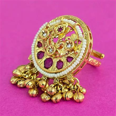 Antique Adjustable Ring With Matte Gold Plating