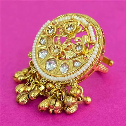 Antique Adjustable Ring With Matte Gold Plating