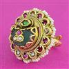 Antique Adjustable Ring With Matte Gold Plating