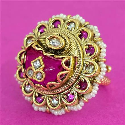 Antique Adjustable Ring With Matte Gold Plating