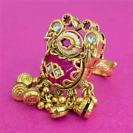 Antique Adjustable Ring With Matte Gold Plating
