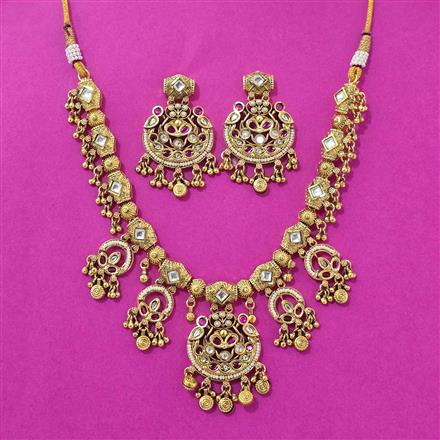 Antique Classic Necklace Set With Matte Gold Plating