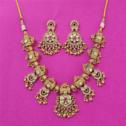 Antique Classic Necklace Set With Matte Gold Plating