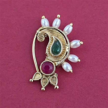 Antique Pressing Nose Ring With Matte Gold Plating