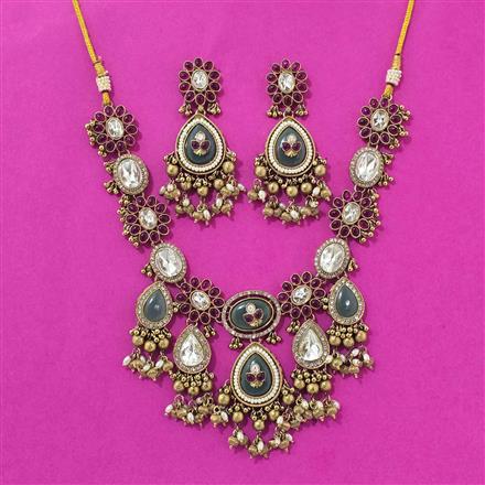 Antique Classic Necklace Set With Mehndi Plating