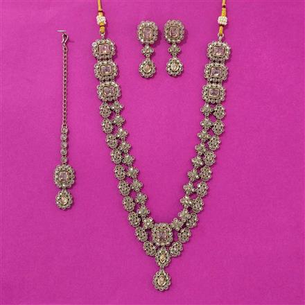 Antique Long Necklace Set With Mehndi Plating
