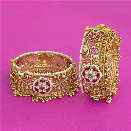 Antique Openable Bangles With Matte Gold Plating
