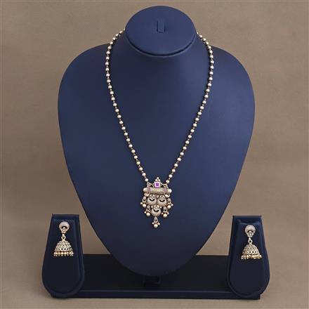 Antique Classic Pendant Set With Matte Gold Plating