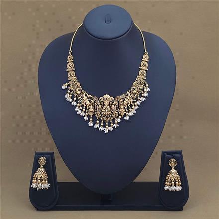 Antique Temple Necklace Set With Gold Plating
