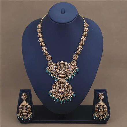 Antique Temple Necklace Set With Gold Plating