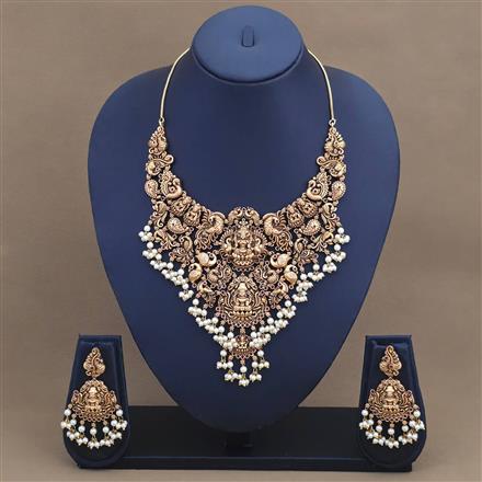 Antique Temple Necklace Set With Gold Plating