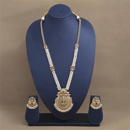 Antique Long Necklace Set With Gold Plating