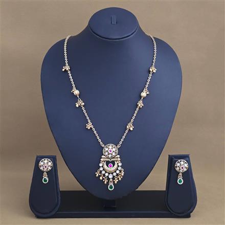 Antique Classic Pendant Set With Matte Gold Plating