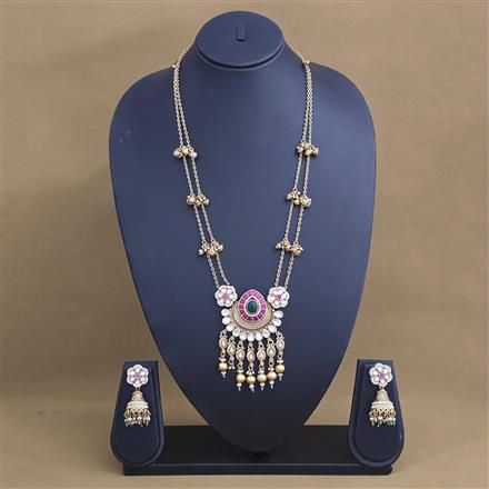 Antique Classic Pendant Set With Matte Gold Plating