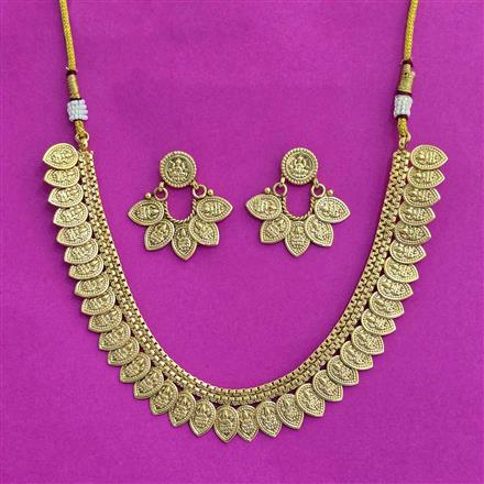 Antique Plain Gold Necklace Set With Gold Plating