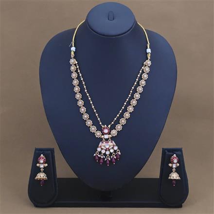Antique Moti Necklace Set With Gold Plating
