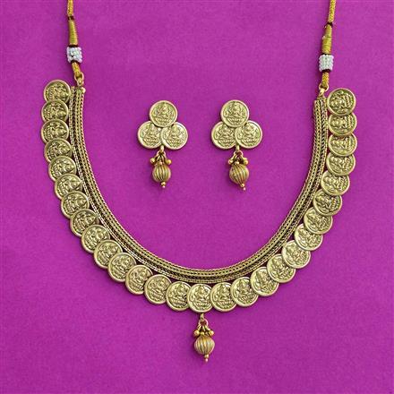 Antique Plain Gold Necklace Set With Gold Plating