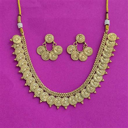 Antique Plain Gold Necklace Set With Gold Plating