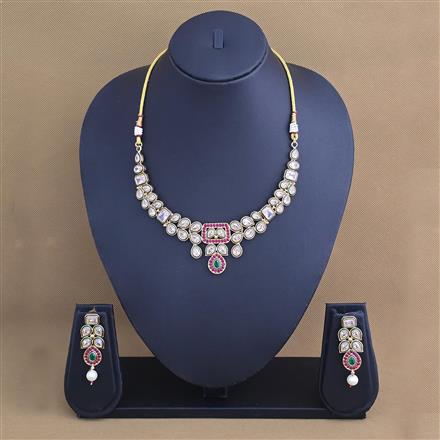 Antique Meenakari Necklace Set With Gold Plating