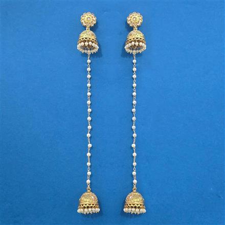 Antique Jhumki With Matte Gold Plating